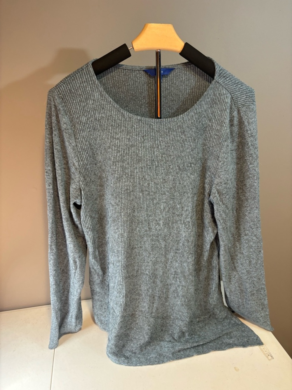 Apt. 9 Heather Gray Ribbed Crew Neck Sweater